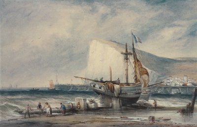 Shakespeares Klippe, Dover, mit Luggers am Strand von Samuel Austin